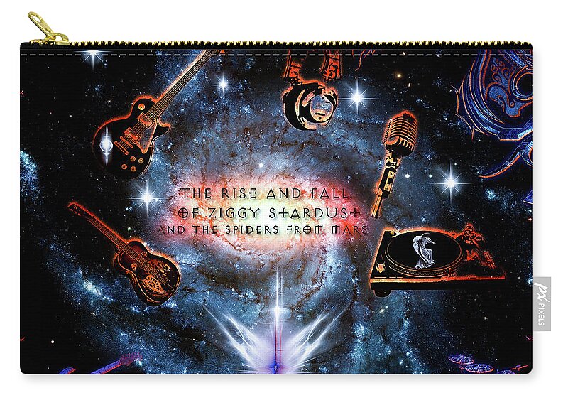 Classic Rock Carry-all Pouch featuring the digital art Ziggy Stardust by Michael Damiani