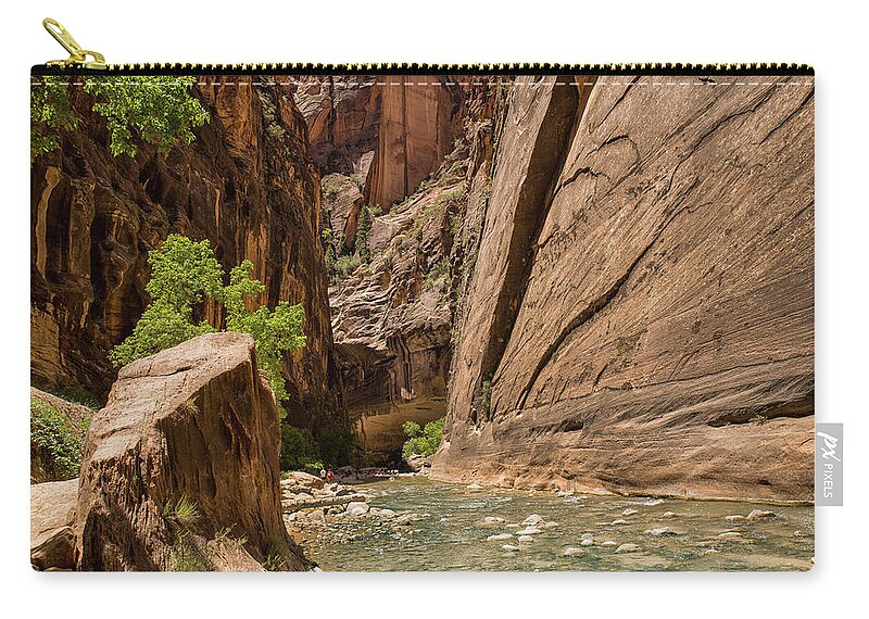 Zion Zip Pouch featuring the photograph Zion narrows by Dmdcreative Photography