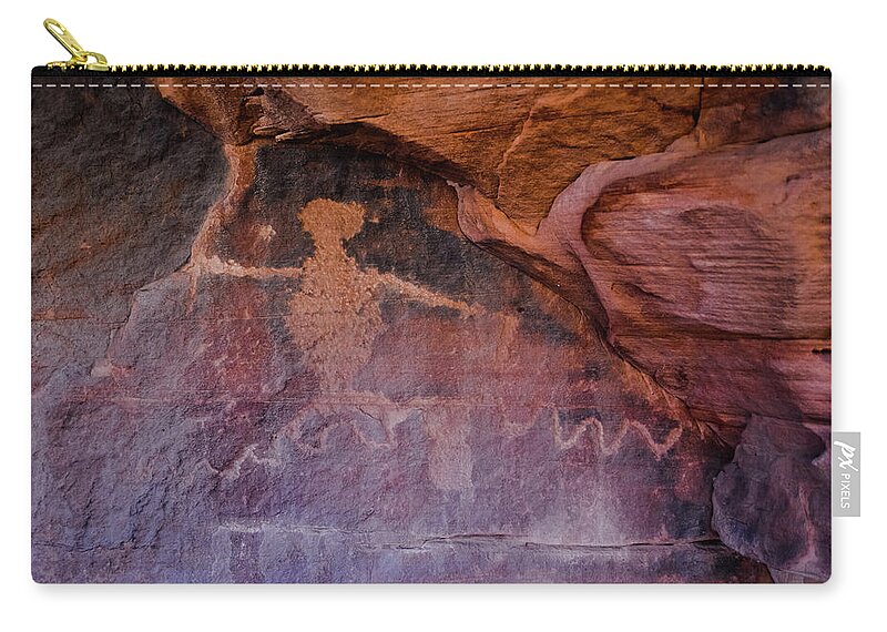 Zion National Park Zip Pouch featuring the photograph Zion Petroglyphs by Kyle Hanson