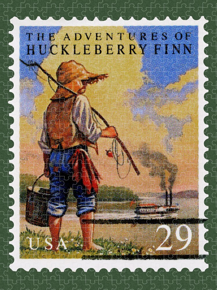 Huckleberry Finn Jigsaw Puzzle featuring the photograph Adventures of Huckleberry Finn Stamp by Phil Cardamone