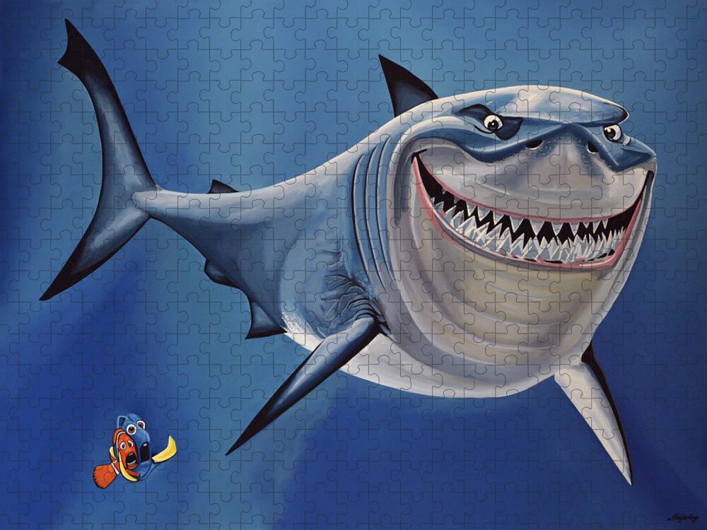 Finding Nemo Puzzle featuring the painting Finding Nemo Painting by Paul Meijering