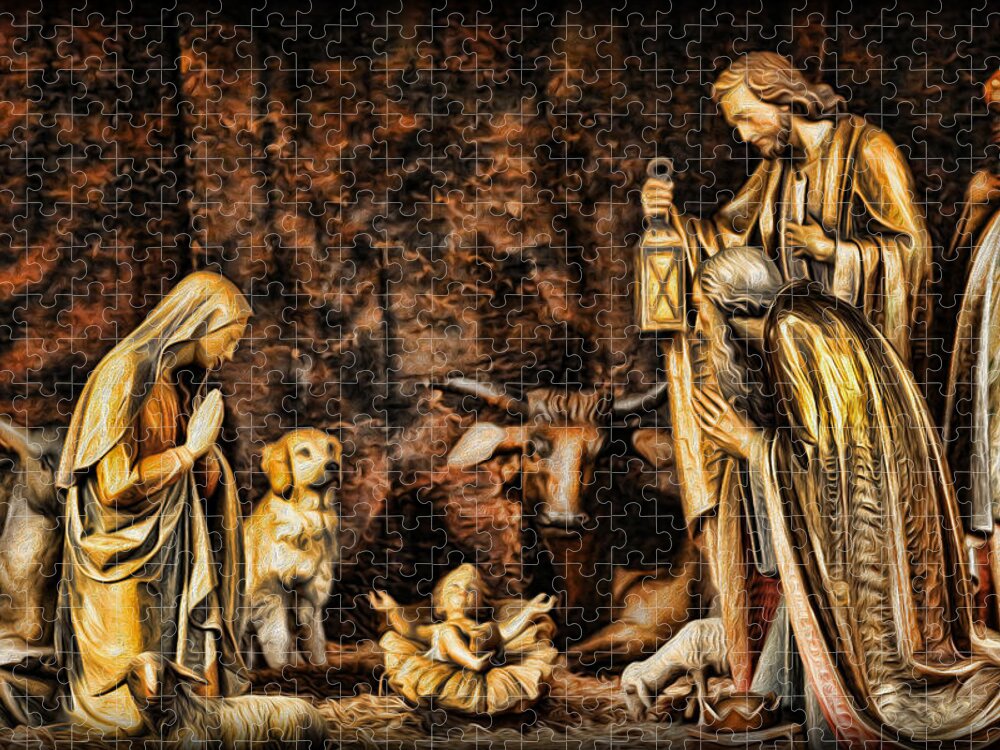 Christmas Jigsaw Puzzle featuring the photograph Jesus had a Labrador by Lee Dos Santos