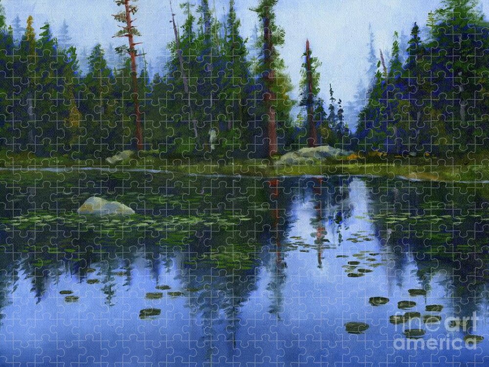 Painting Jigsaw Puzzle featuring the painting Lake Reflections by Sheryl Heatherly Hawkins