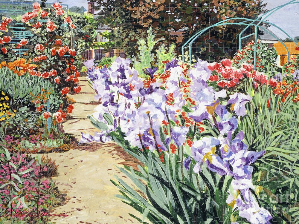 Gardens Jigsaw Puzzle featuring the painting Monet's Garden Walk by David Lloyd Glover