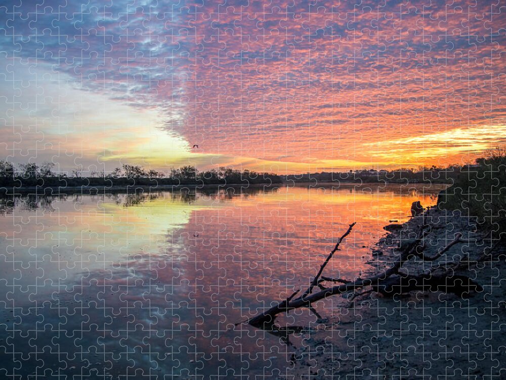 River Jigsaw Puzzle featuring the photograph River Glows at Sunrise by Leticia Latocki