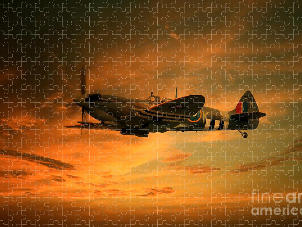 Spitfire Art Jigsaw Puzzle featuring the digital art Spitfire Glory by Airpower Art