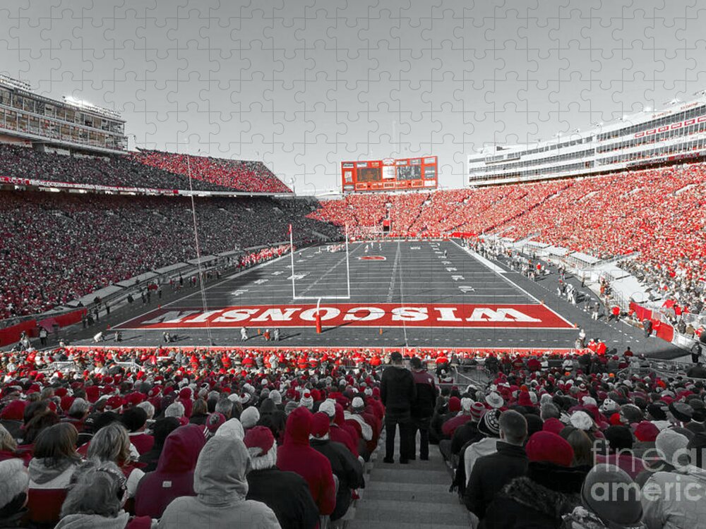Wisconsin Jigsaw Puzzle featuring the photograph 0096 Badger Football by Steve Sturgill