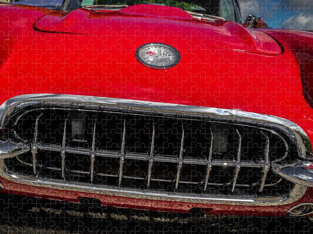 1958 Jigsaw Puzzle featuring the photograph 1958 Chevrolet Corvette Grille by Ron Pate