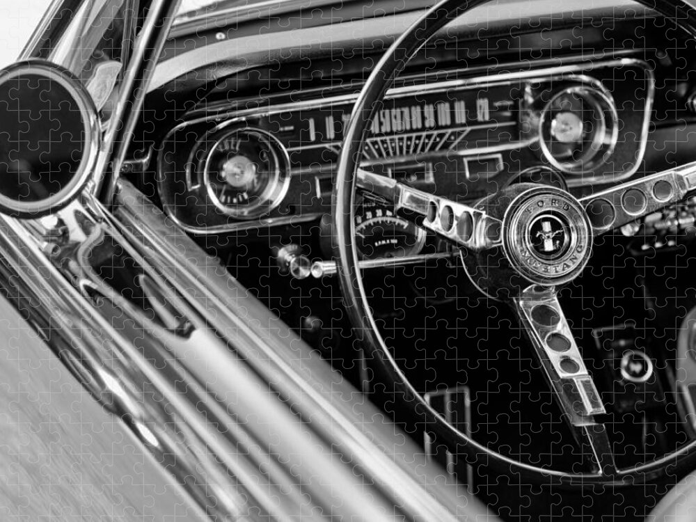 1965 Shelby Prototype Ford Mustang Steering Wheel Jigsaw Puzzle featuring the photograph 1965 Shelby prototype Ford Mustang Steering Wheel by Jill Reger