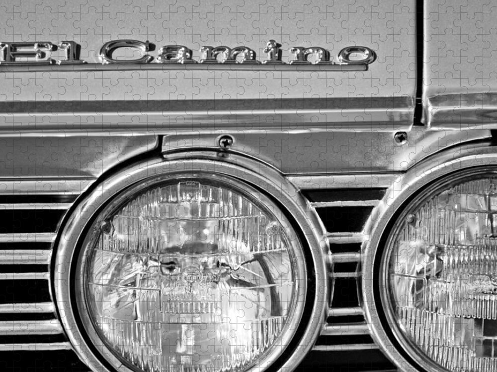 1967 Chevrolet El Camino Pickup Truck Headlight Emblem Jigsaw Puzzle featuring the photograph 1967 Chevrolet El Camino Pickup Truck Headlight Emblem by Jill Reger
