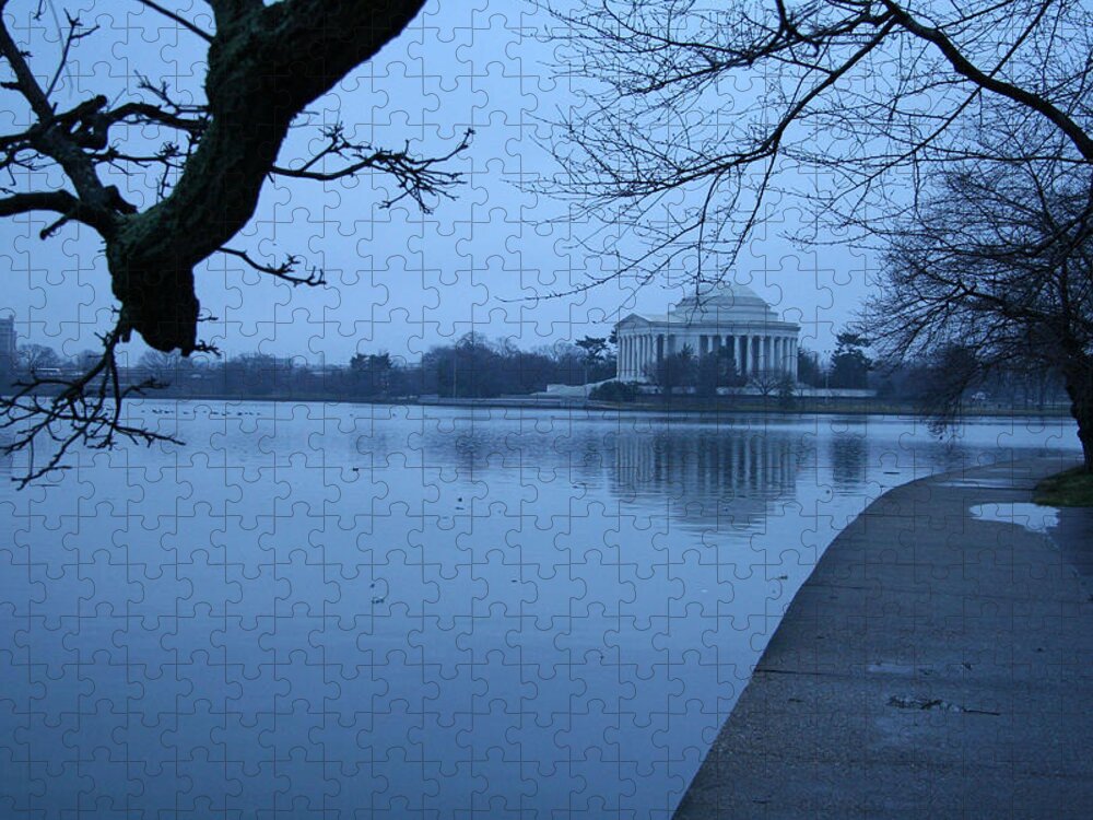 Jefferson Memorial Jigsaw Puzzle featuring the photograph A Blue Morning For Jefferson by Cora Wandel