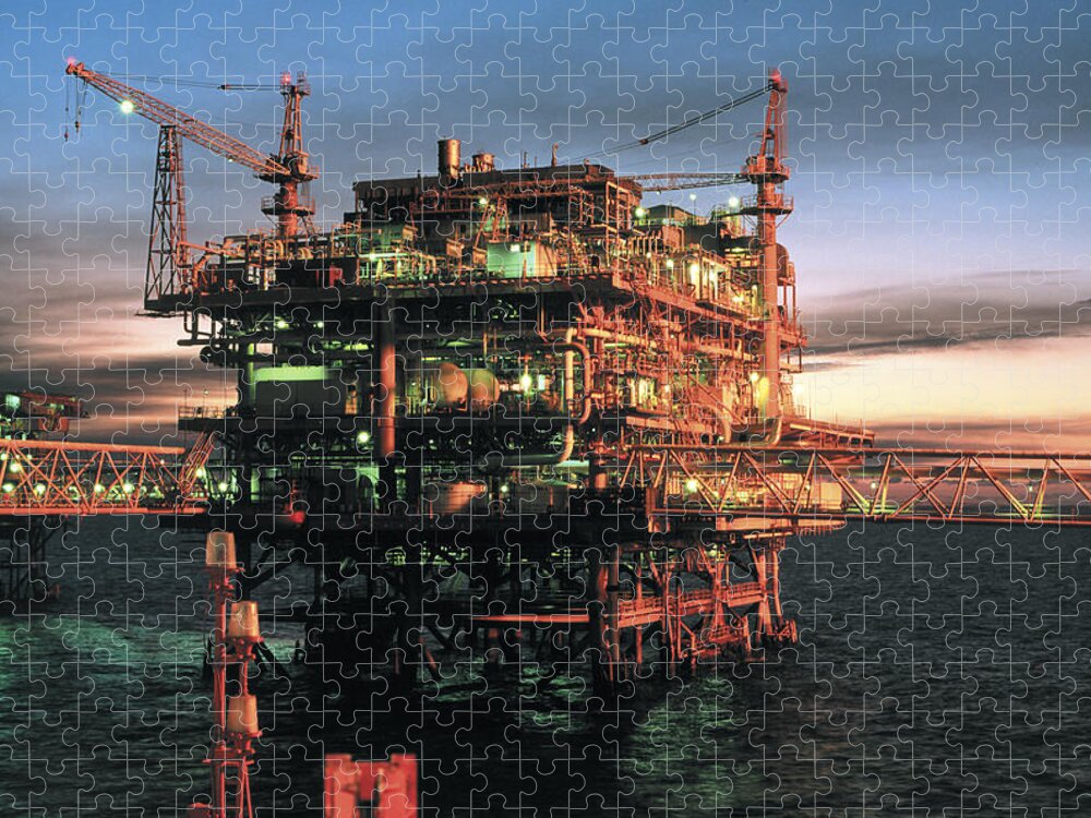 Abkutan Jigsaw Puzzle featuring the photograph Abkutan Oil Field #1 by J. Gerard Sidaner