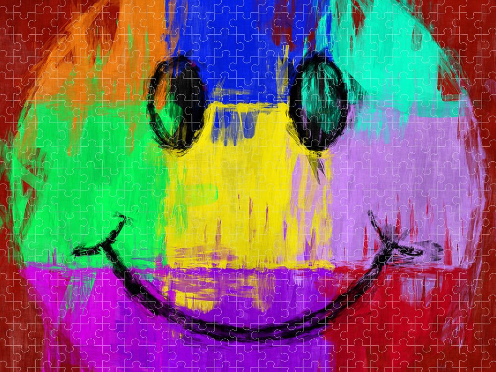 Smiley Jigsaw Puzzle featuring the digital art Abstract Smiley Face #1 by David G Paul