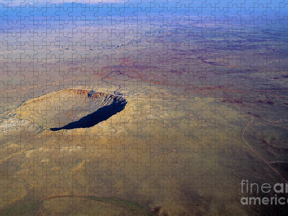 Science Jigsaw Puzzle featuring the photograph Aerial Of Meteor Crater #1 by Adam Sylvester