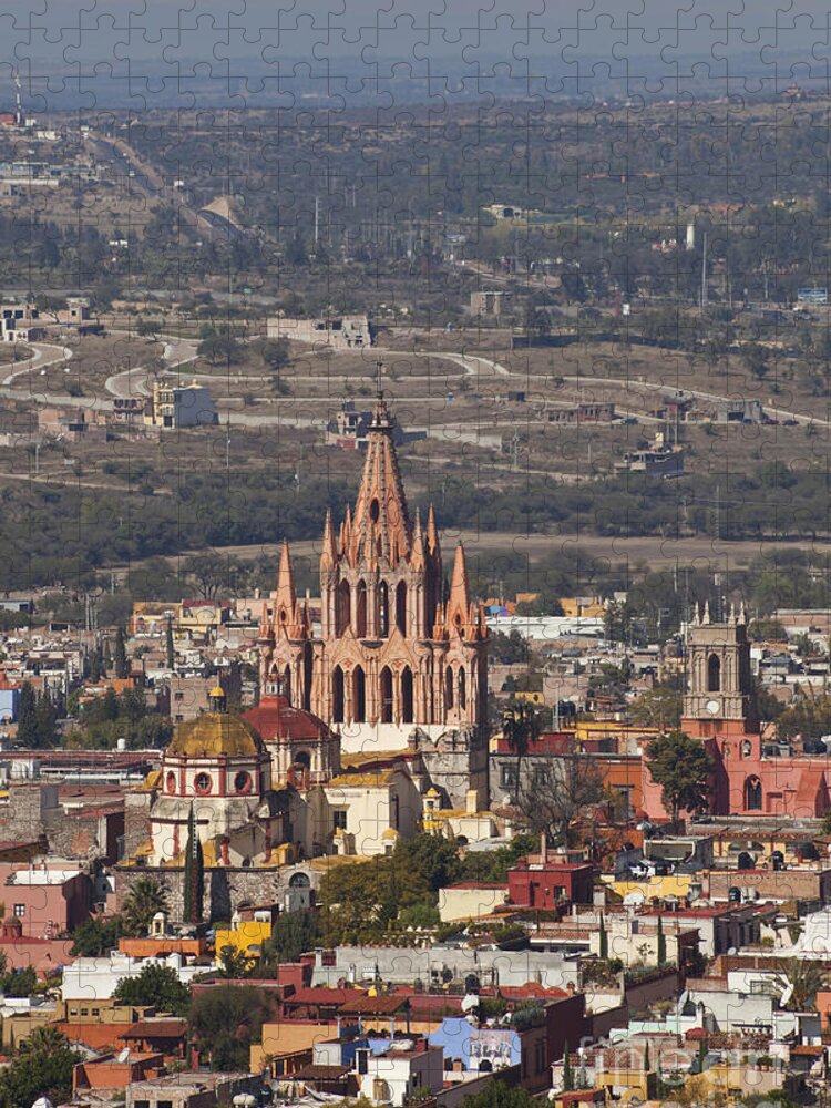 San Miguel De Allende Jigsaw Puzzle featuring the photograph Aerial View Of San Miguel De Allende #1 by Ellen Thane