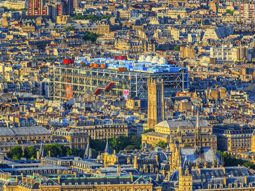 Ile-de-france Jigsaw Puzzle featuring the photograph Aerial View On Paris Skyline #1 by Pawel Libera