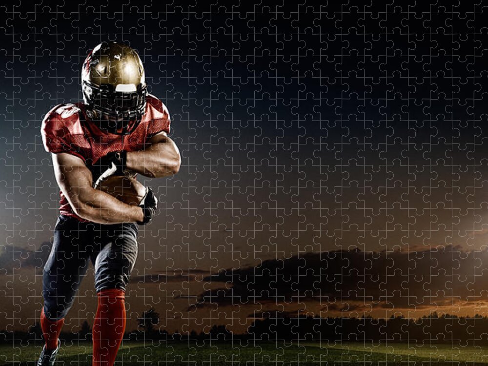 Soccer Uniform Jigsaw Puzzle featuring the photograph American Football In Action #1 by Dmytro Aksonov