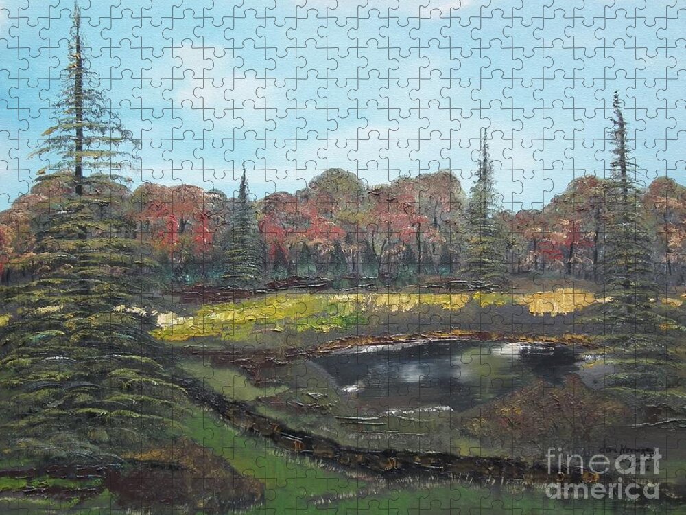 Landscape Jigsaw Puzzle featuring the painting Autumn Landscape by Jan Dappen