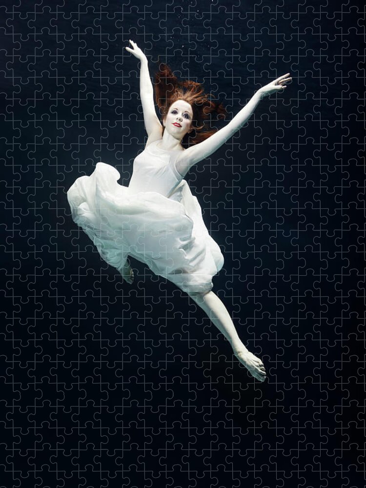 Ballet Dancer Jigsaw Puzzle featuring the photograph Ballet Dancer Underwater #1 by Henrik Sorensen