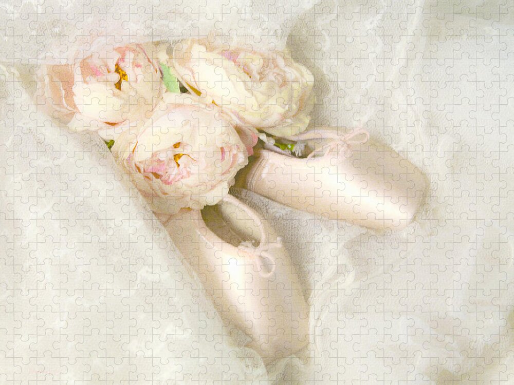 Shabby Chic Prints Jigsaw Puzzle featuring the photograph Ballet Shoes by Theresa Tahara
