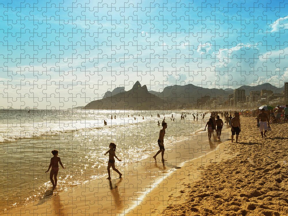 Tranquility Jigsaw Puzzle featuring the photograph Bathers On The Beach Of Ipanema #1 by Buena Vista Images