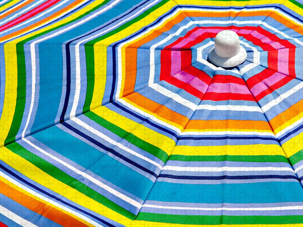 Beach Umbrella Jigsaw Puzzle featuring the photograph Beach Umbrella #2 by Art Block Collections