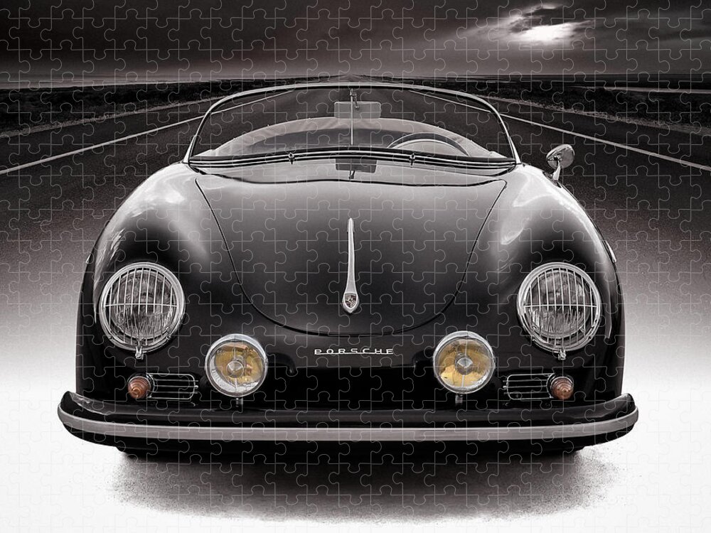#faatoppicks Jigsaw Puzzle featuring the photograph Black Porsche Speedster by Douglas Pittman