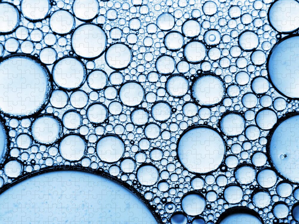 Purified Water Jigsaw Puzzle featuring the photograph Blue Bubbles Abstract #1 by Subman