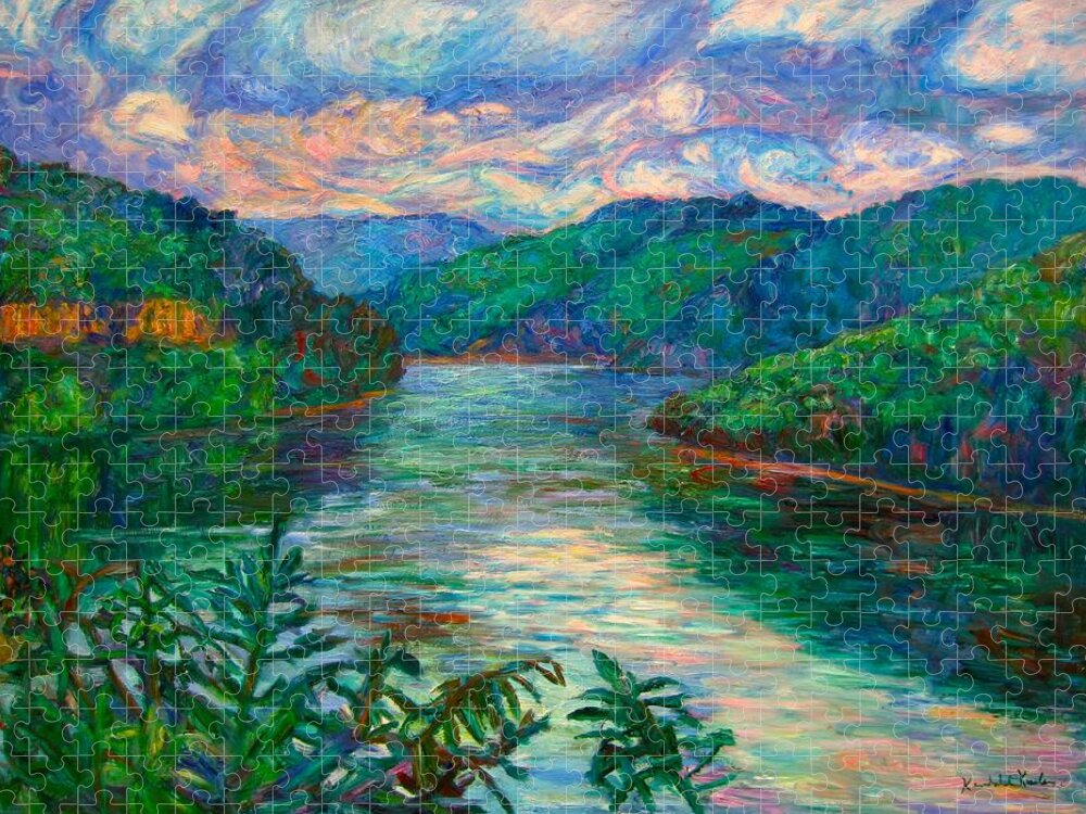 Lake Jigsaw Puzzle featuring the painting Bluestone Lake by Kendall Kessler