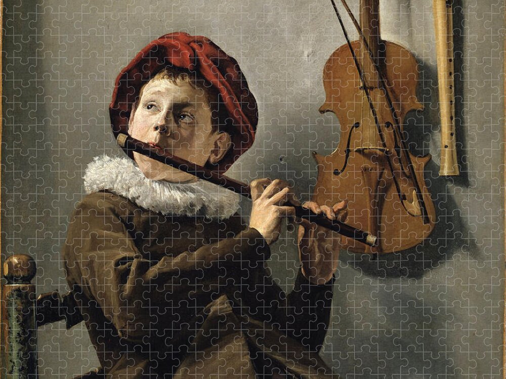 Judith Leyster Jigsaw Puzzle featuring the painting Boy playing the Flute #1 by Judith Leyster