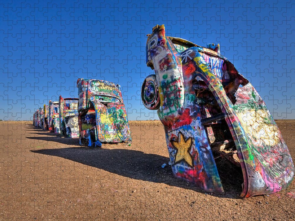 Cadillac Jigsaw Puzzle featuring the photograph Cadillac Ranch #1 by Peter Tellone