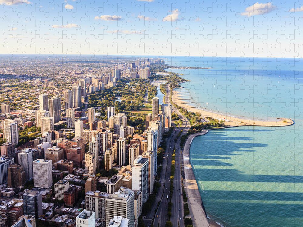 Water's Edge Jigsaw Puzzle featuring the photograph Chicago Lakefront Skyline by Fraser Hall