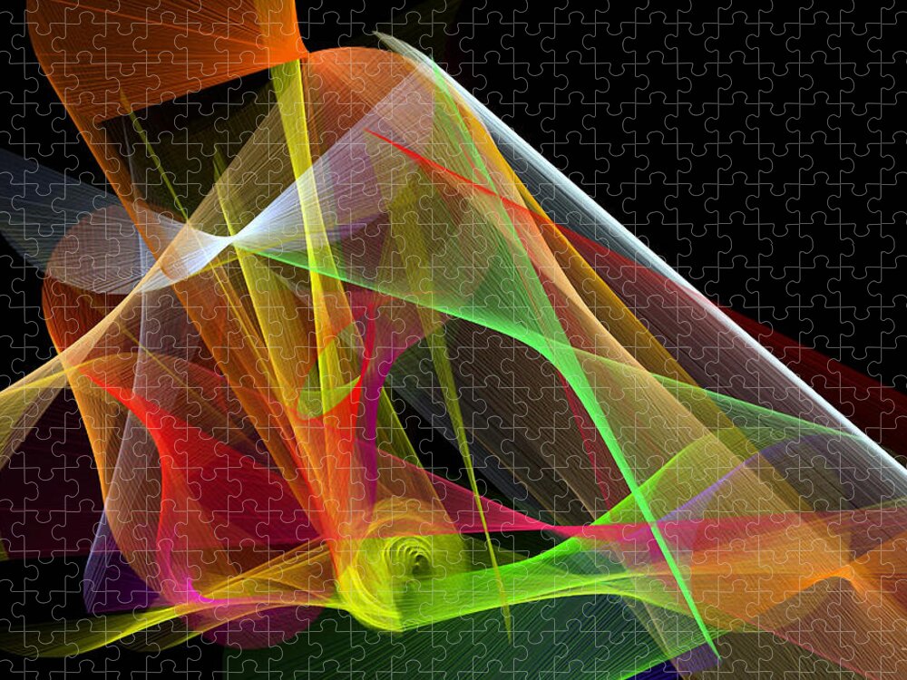 Abstract Art Jigsaw Puzzle featuring the digital art Color Symphony by Rafael Salazar