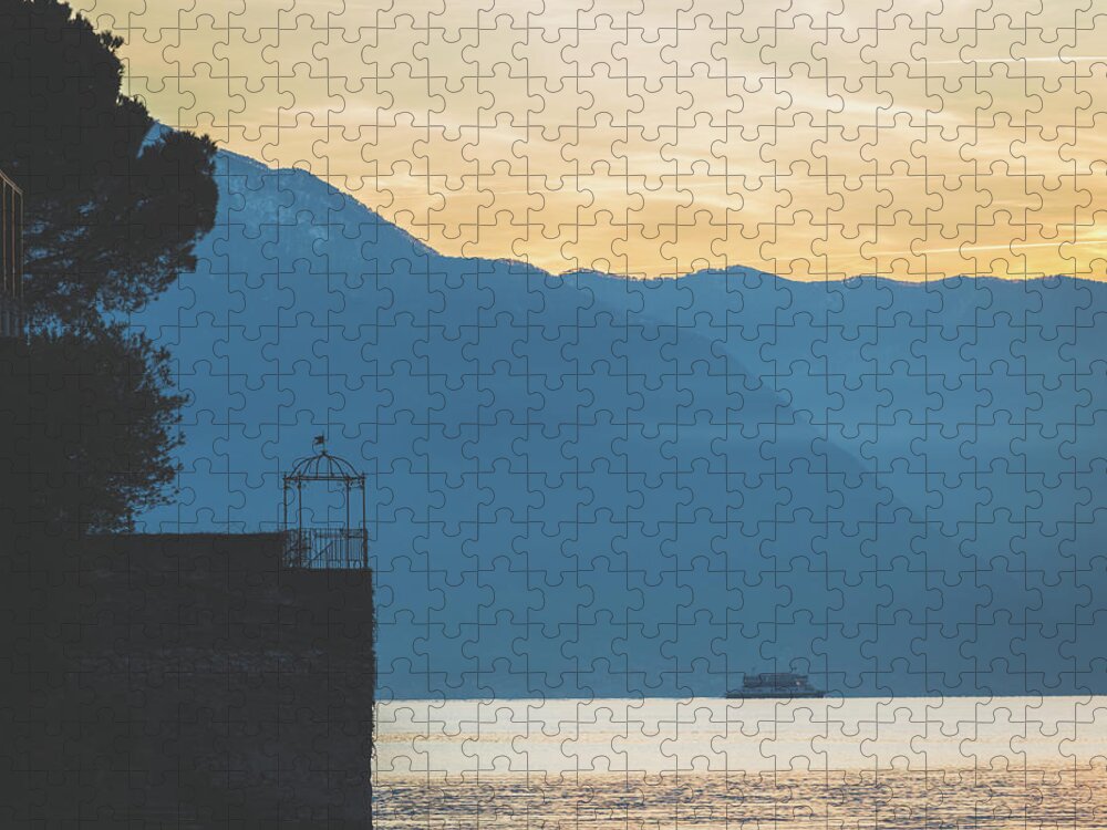 Panoramic Jigsaw Puzzle featuring the photograph Como District Lake #1 by Deimagine