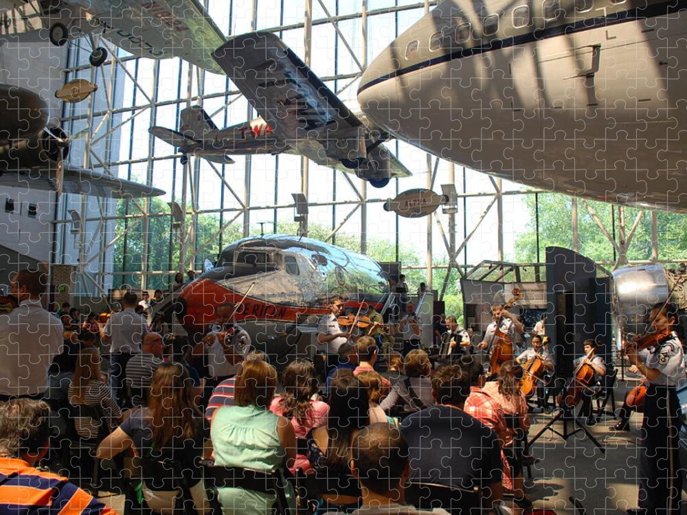 Air And Space Museum Jigsaw Puzzle featuring the photograph Concert Under the Planes by Kenny Glover
