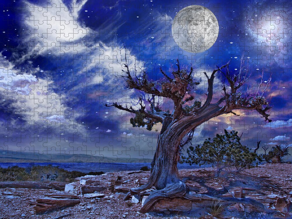 Night Jigsaw Puzzle featuring the digital art Desert #1 by Bruce Rolff