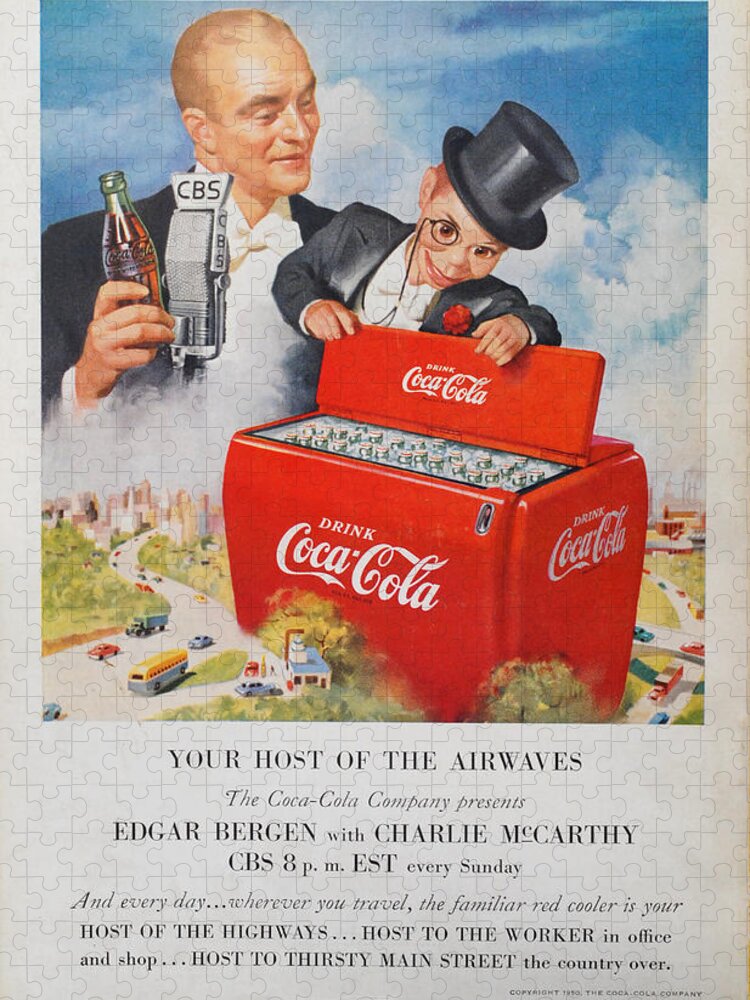 Edgar Bergen Jigsaw Puzzle featuring the digital art Edgar Bergen Coca Cola #1 by Georgia Clare