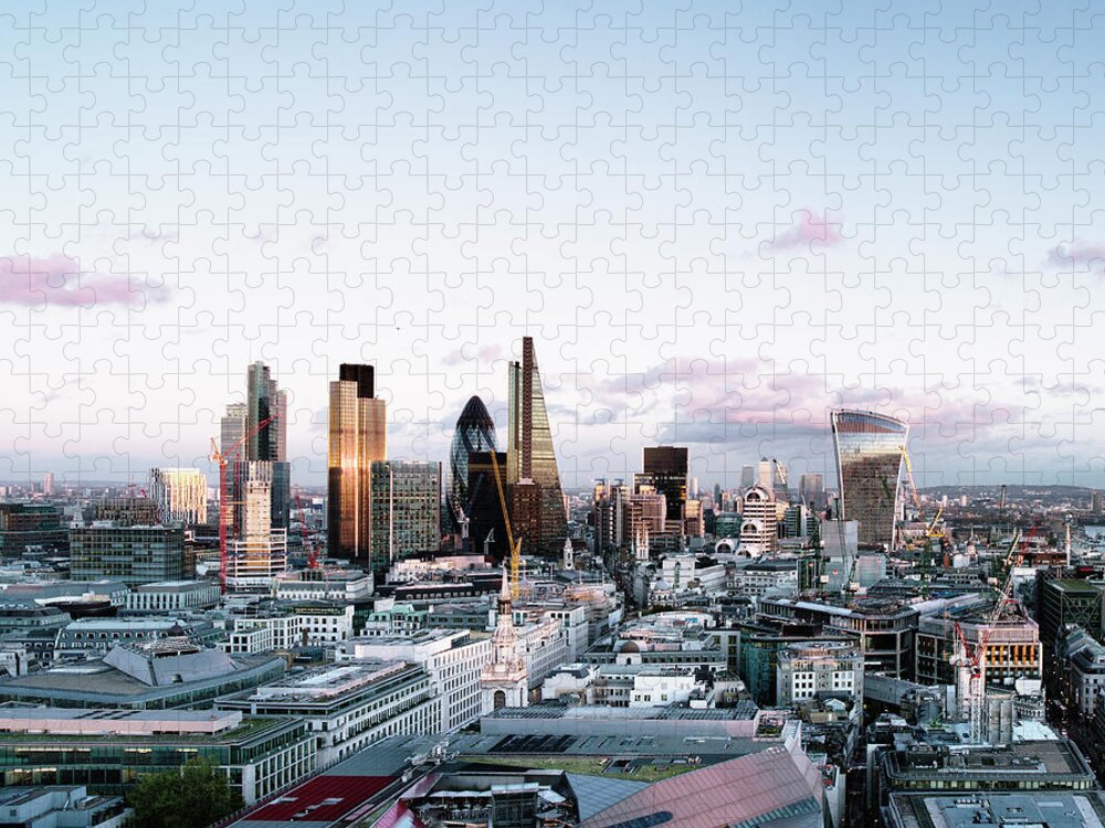 Tranquility Jigsaw Puzzle featuring the photograph Elevated View Over London City Skyline #1 by Gary Yeowell