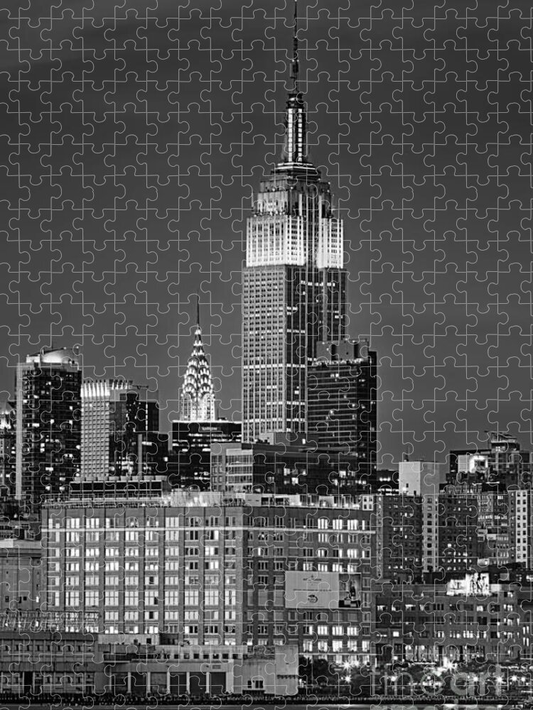 Chrysler Building Jigsaw Puzzle featuring the photograph Empire and Chrysler Buildings #1 by Jerry Fornarotto