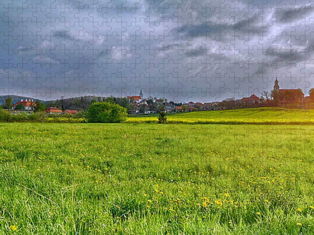 Photography Jigsaw Puzzle featuring the photograph Fields Of Rapeseed In Lower Silesia #1 by Panoramic Images