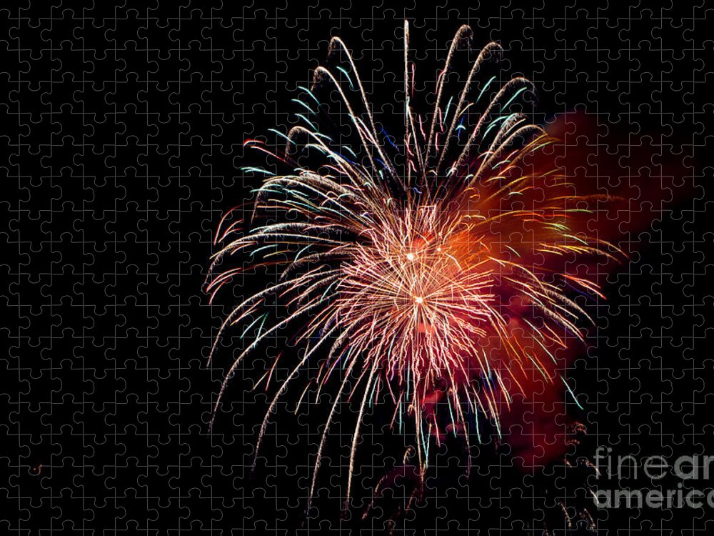 Fireworks Jigsaw Puzzle featuring the photograph Fireworks #1 by Grace Grogan