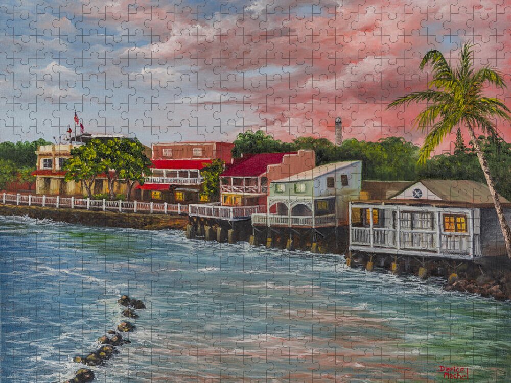 Landscape Jigsaw Puzzle featuring the painting Front Street Lahaina At Sunset by Darice Machel McGuire