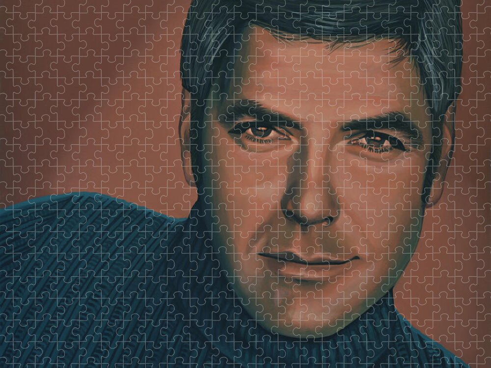 George Clooney Jigsaw Puzzle featuring the painting George Clooney Painting by Paul Meijering