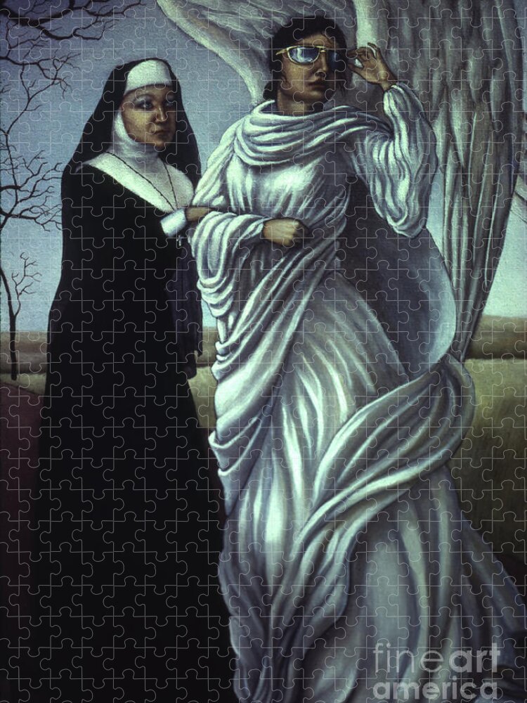Angel Jigsaw Puzzle featuring the painting Holier Than Thou by Jane Whiting Chrzanoska