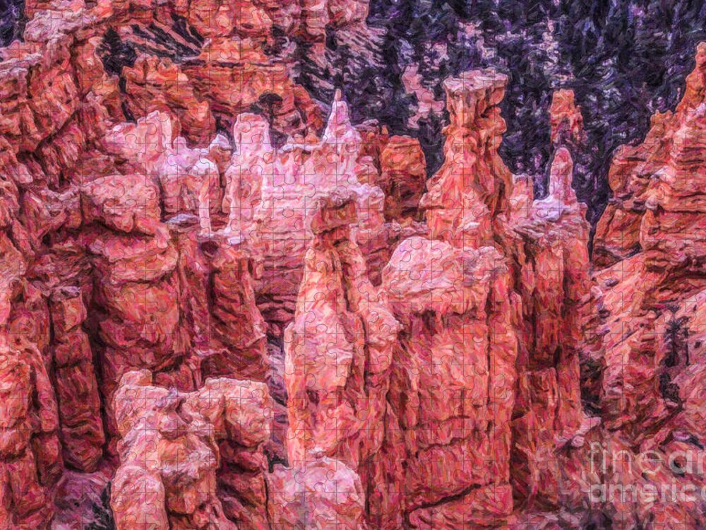 Hoodoos Jigsaw Puzzle featuring the digital art Hoodoos Bryce Canyon Utah #1 by Liz Leyden