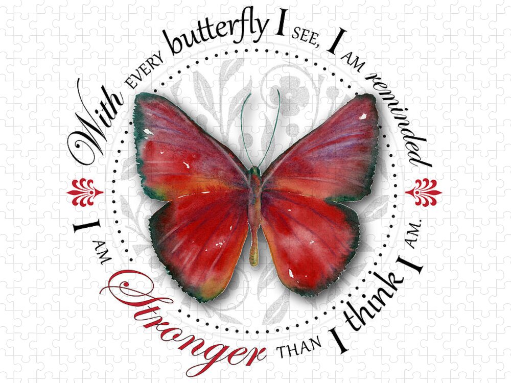 Butterfly Butterflies Jigsaw Puzzle featuring the painting I am stronger than I think I am by Amy Kirkpatrick