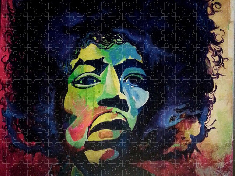  Jigsaw Puzzle featuring the painting Jimi by Femme Blaicasso