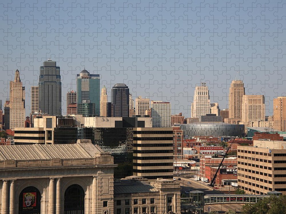 America Jigsaw Puzzle featuring the photograph Kansas City Skyline #1 by Frank Romeo