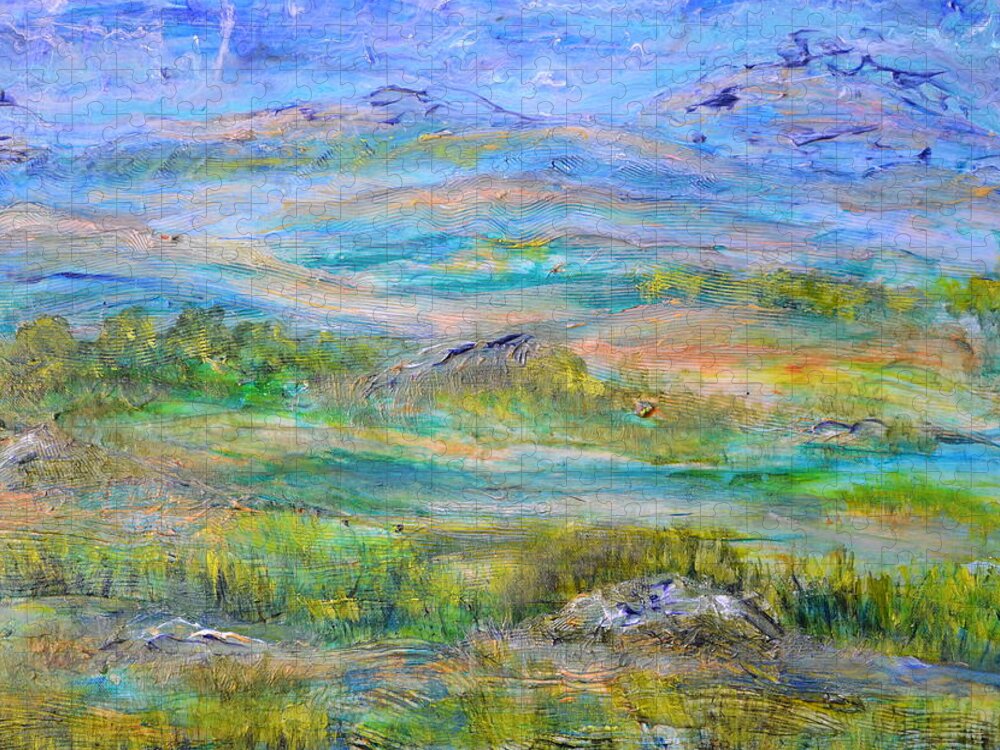 Hills Jigsaw Puzzle featuring the painting Landscape after Rassuman #2 by Regina Valluzzi