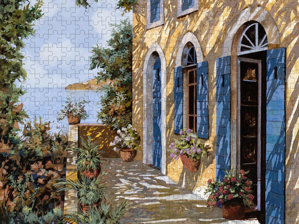 Blue Doors Jigsaw Puzzle featuring the painting Altre Porte Blu #1 by Guido Borelli